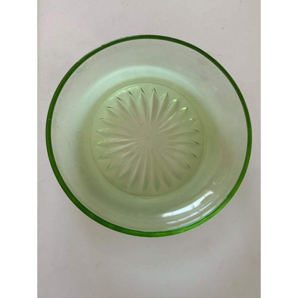 Uranium Glass Depression Glass Juicer Reamer Vintage 2 Piece Great Glow! - Picture 8 of 9